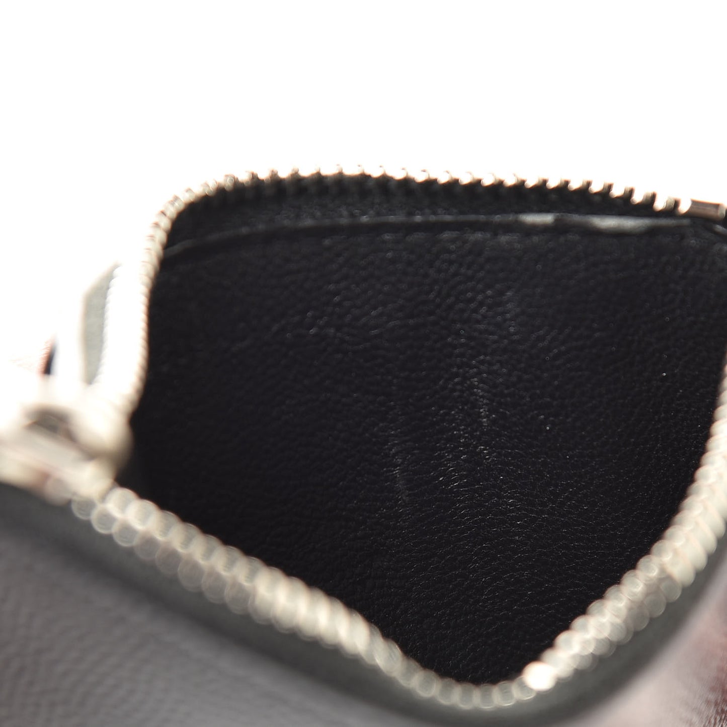 Grained Calfskin 5 Fragments Zip Pouch Card Holder Black