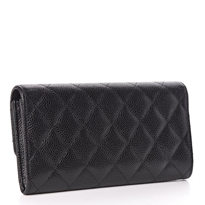 Chanel Caviar Quilted Large Flap Gusset Wallet Black 3 of 9