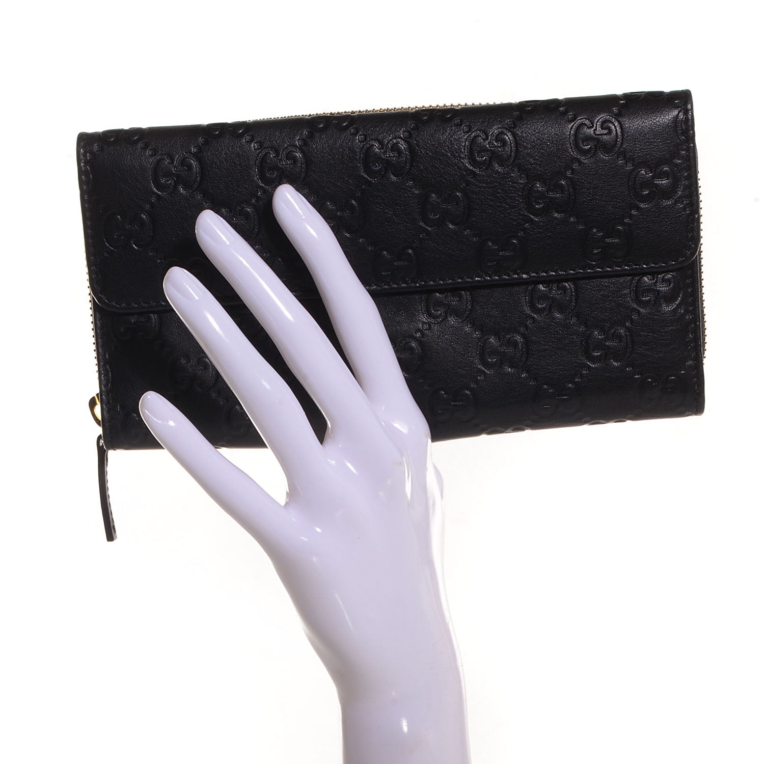 Gucci Guccissima Continental Zip Wallet Black 2 of 8