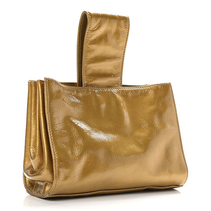 Chanel Metallic Patent Mademoiselle Lock Convertible Wrist Clutch Bag Gold 5 of 11