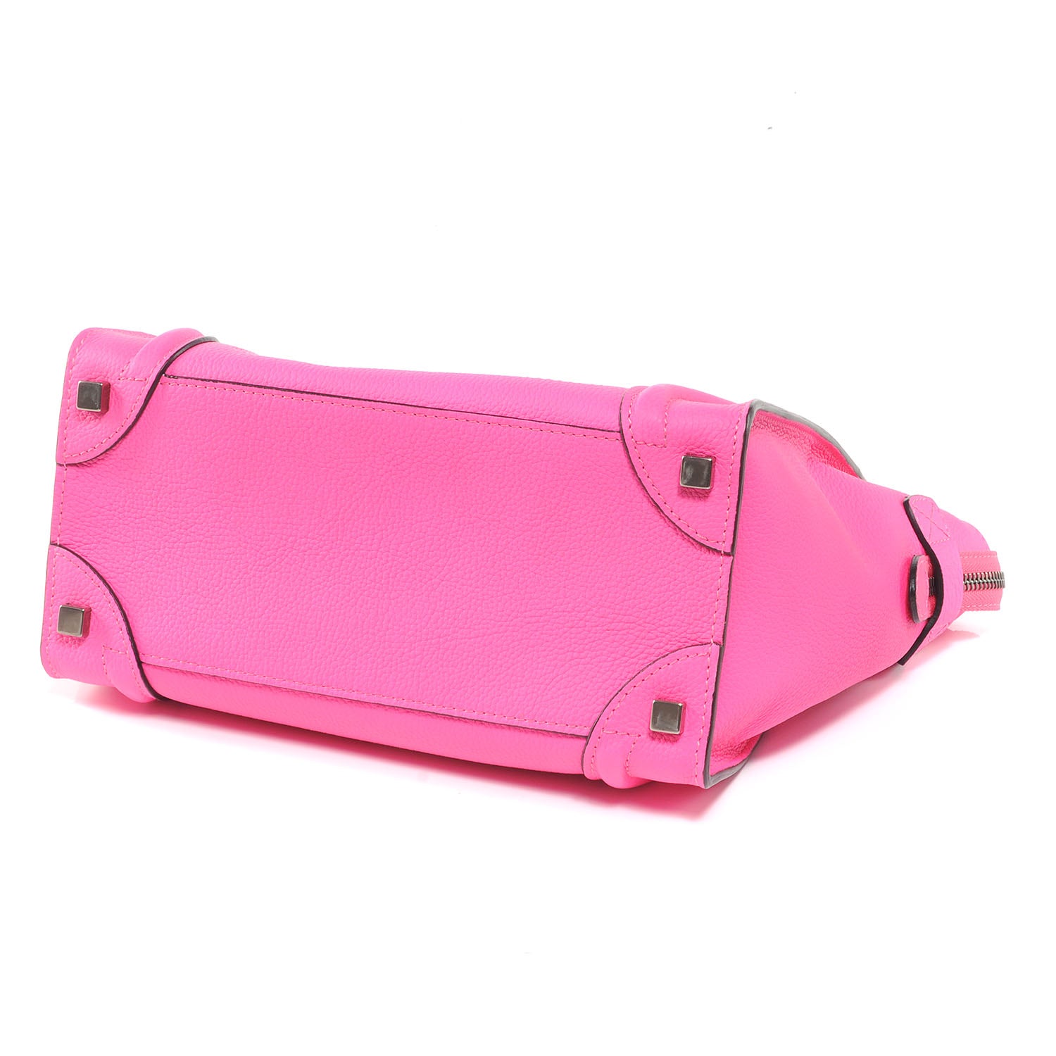 Celine Drummed Leather Micro Luggage Fluo Pink 4 of 7