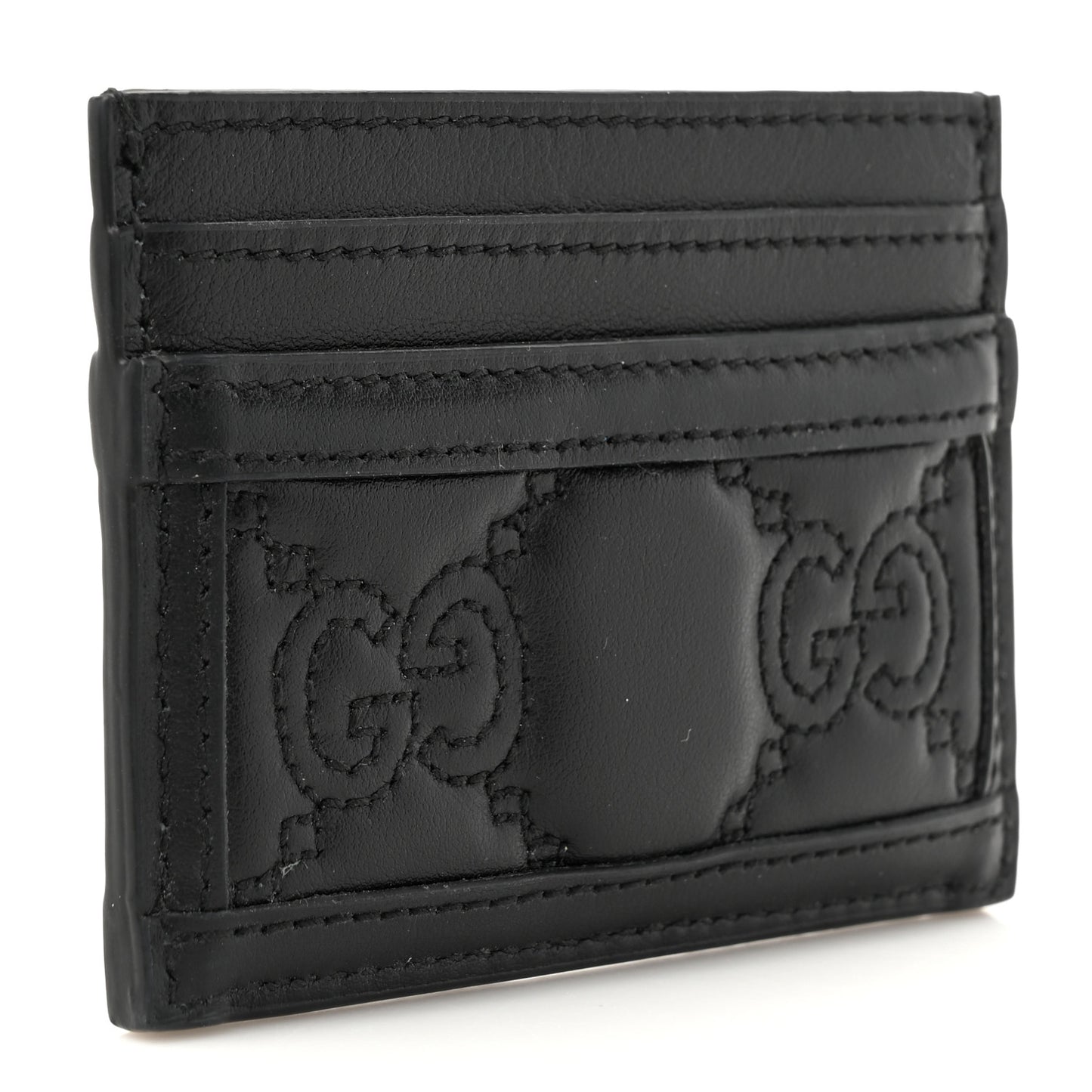 Calfskin GG Matelasse Card Holder  Black