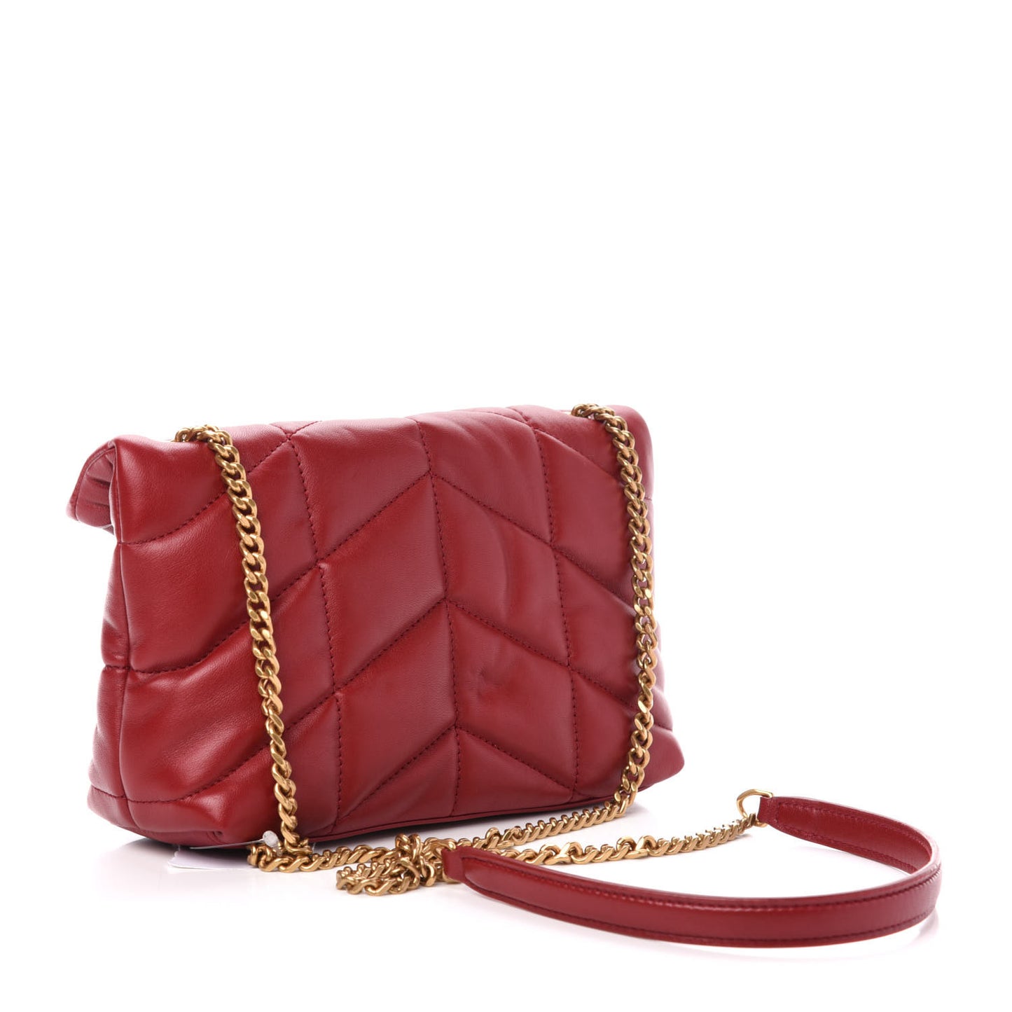 Lambskin Quilted Toy Loulou Puffer Monogram Chain Satchel Red