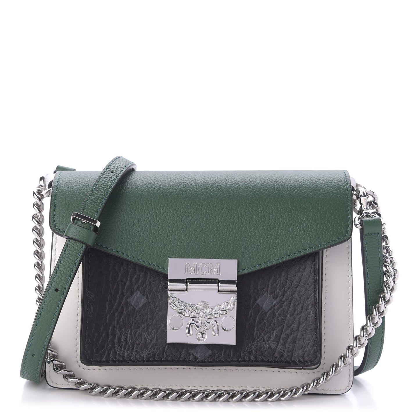 Calfskin Visetos Small Patricia Crossbody Bag Eden Black