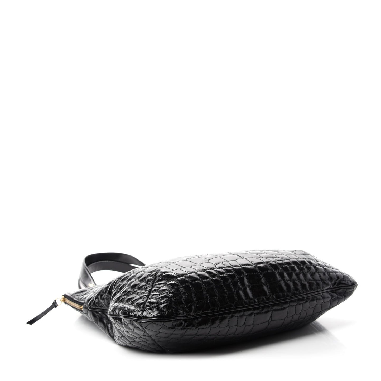 Patent Crocodile Embossed Tribute Tote Black