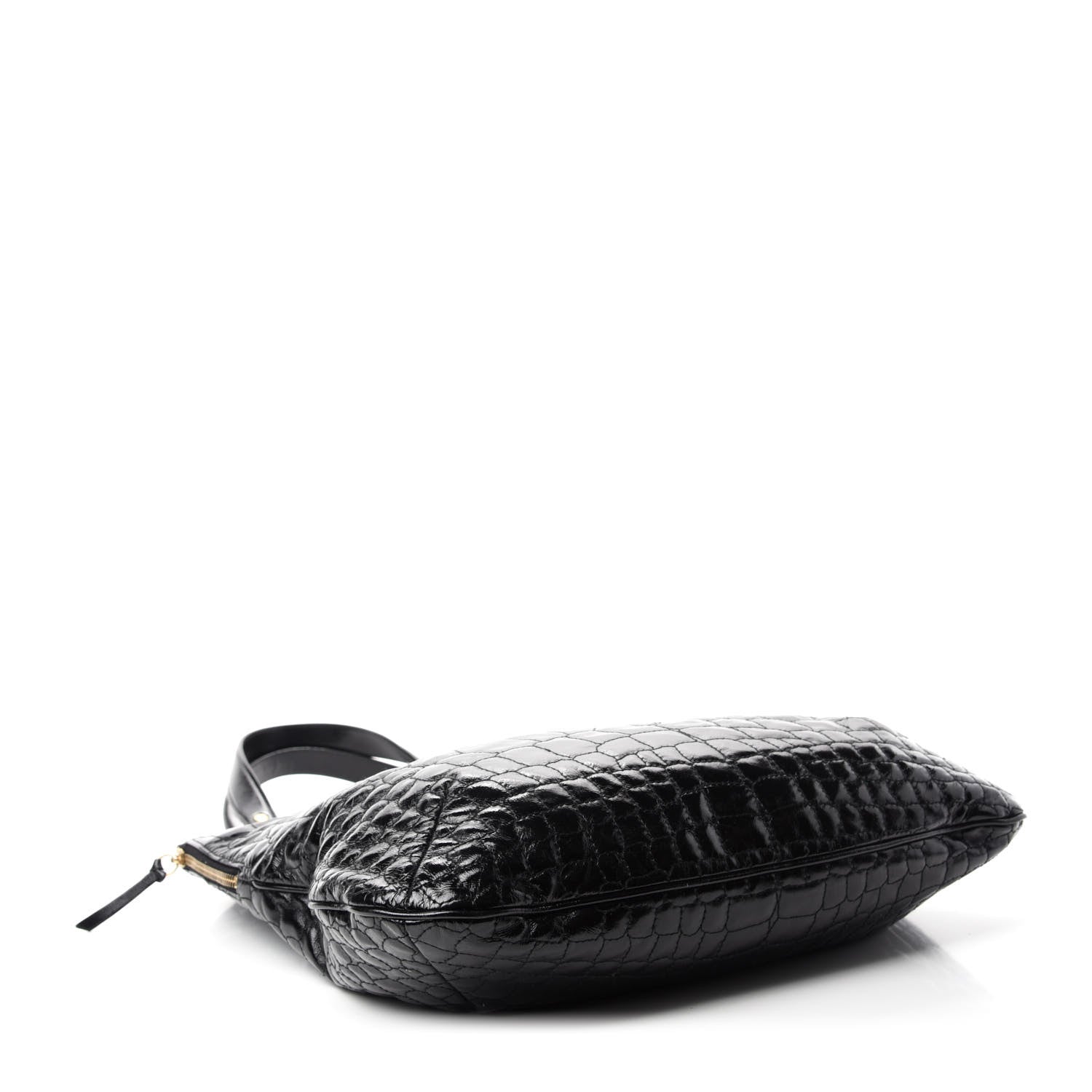 Saint Laurent Patent Crocodile Embossed Tribute Tote Black 4 of 11