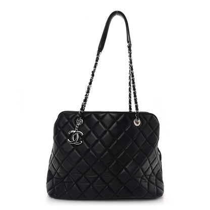 Chanel Lambskin Quilted Shoulder Bag Navy Blue 1 of 11