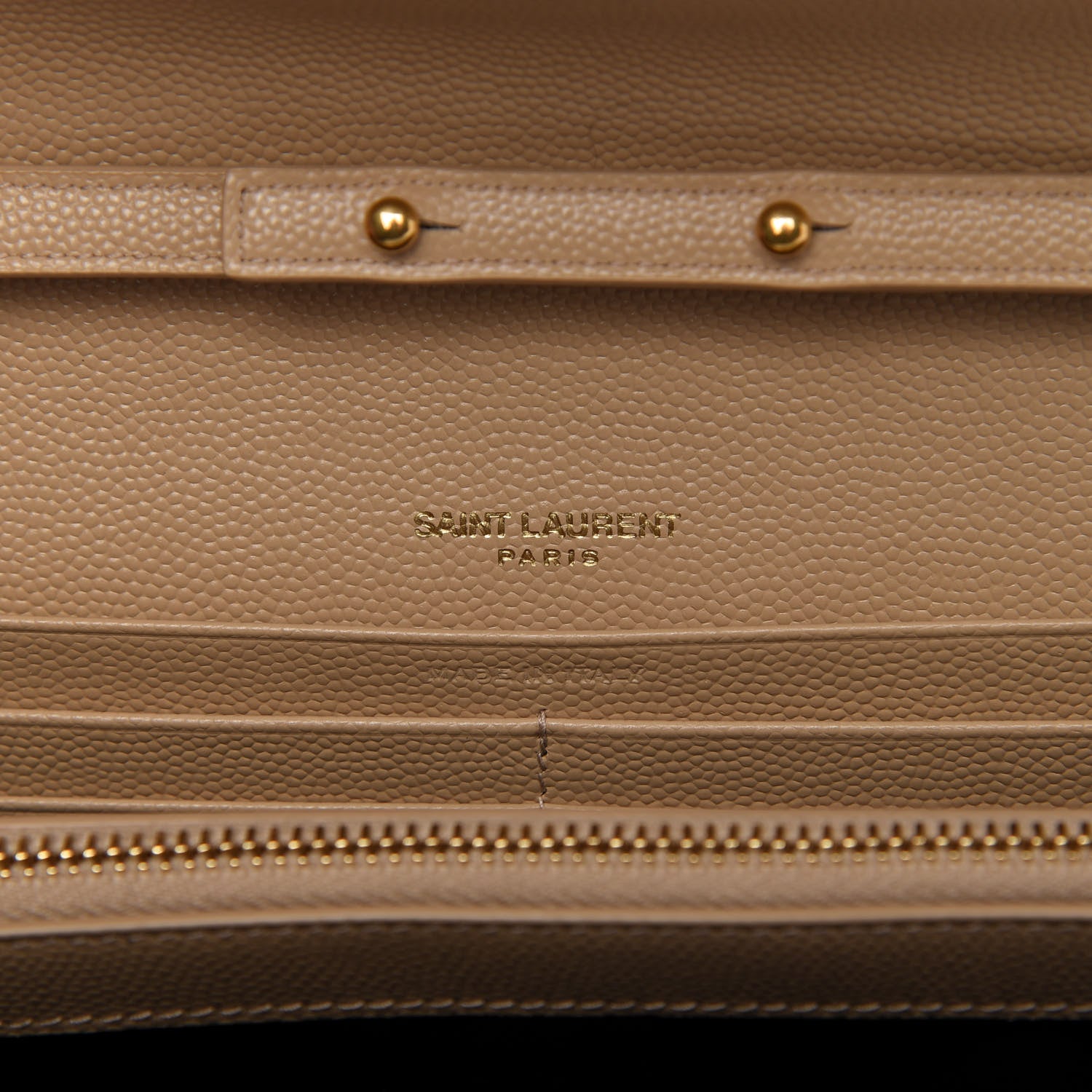 Saint Laurent Grain De Poudre Matelasse Chevron Monogram Chain Wallet Nude Powder 8 of 9