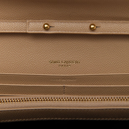 Saint Laurent Grain De Poudre Matelasse Chevron Monogram Chain Wallet Nude Powder 8 of 9