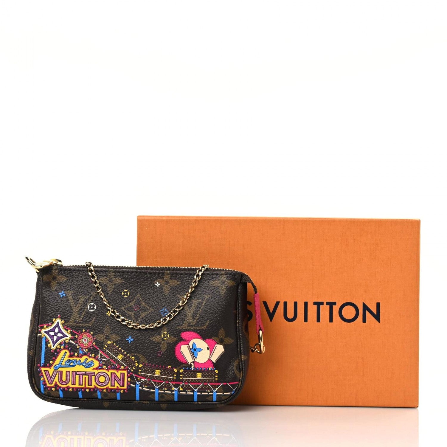 Louis Vuitton Monogram 2020 Christmas Animation Roller Coaster Mini Pochette Accessories Pivoine 10 of 10