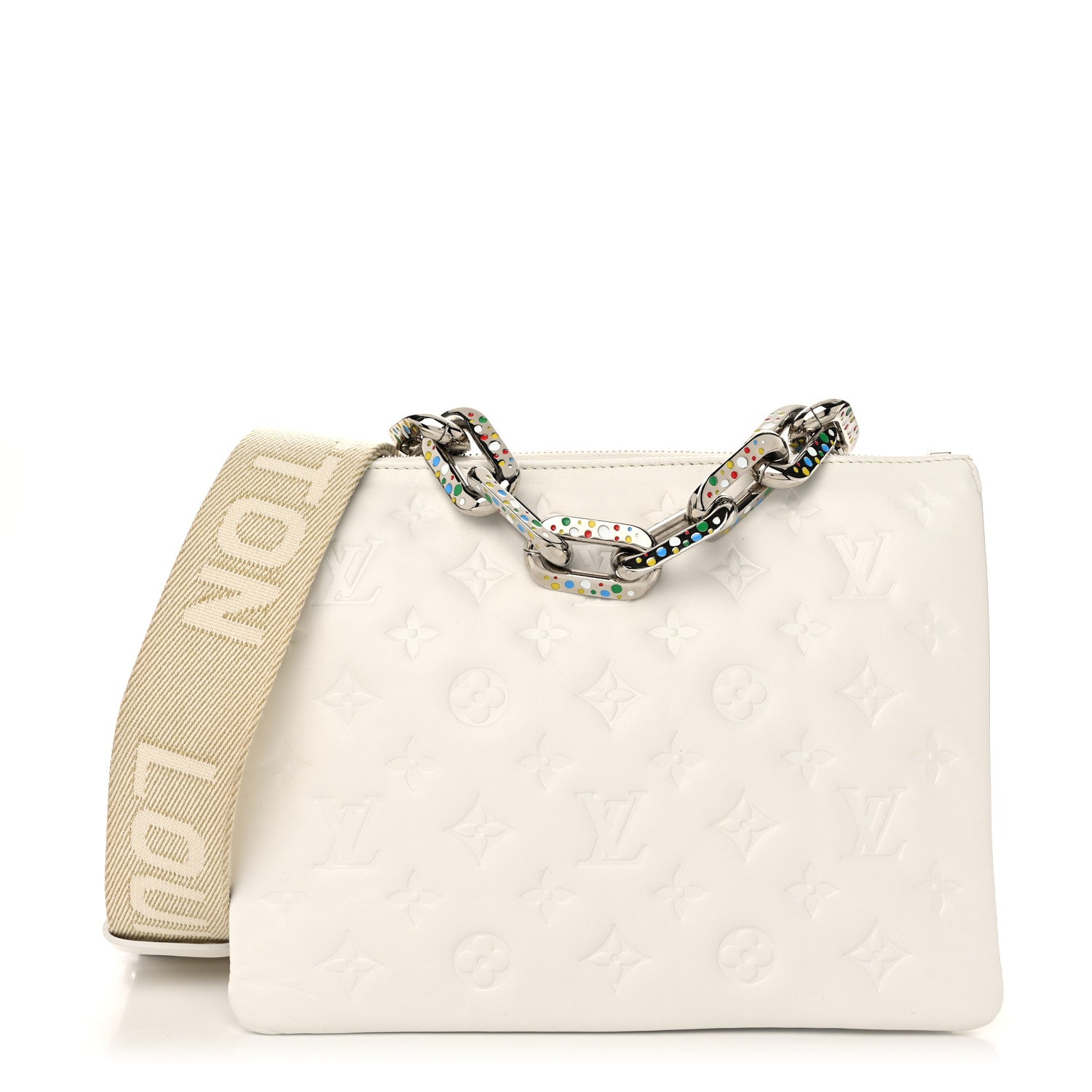 Louis Vuitton LV x YK Lambskin Embossed Monogram Coussin PM White 1 of 12