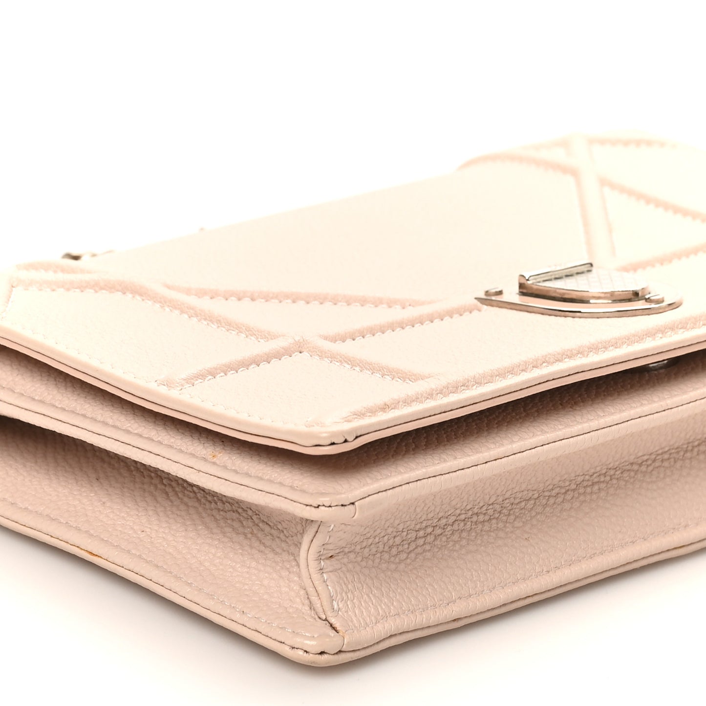 Grained Calfskin Diorama Wallet on Chain Pouch Rose Poudre