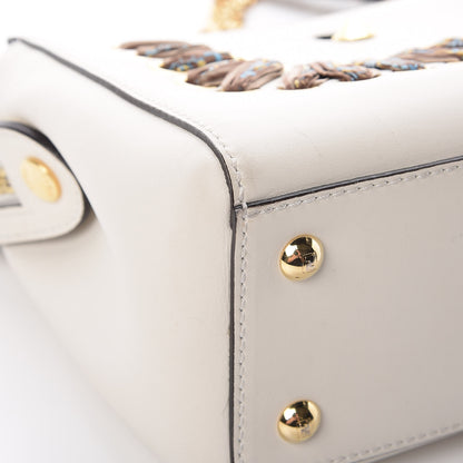 Fendi Vitello Baltico Ribbon Lace Up Floral Small DotCom Click Chain Satchel White Multicolor 16 of 19