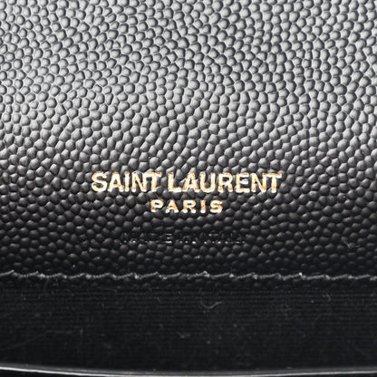 Saint Laurent Grain De Poudre Matelasse Chevron Monogram Envelope Chain Wallet Black 6 of 10