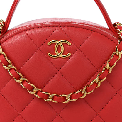 Chanel Lambskin Quilted Small Chic Riviera Top Handle Vanity Case Red 8 of 10