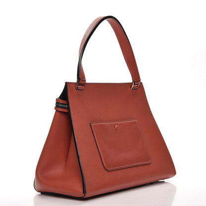 Celine Drummed Calfskin Medium Edge Shoulder Bag Vermillion 3 of 14