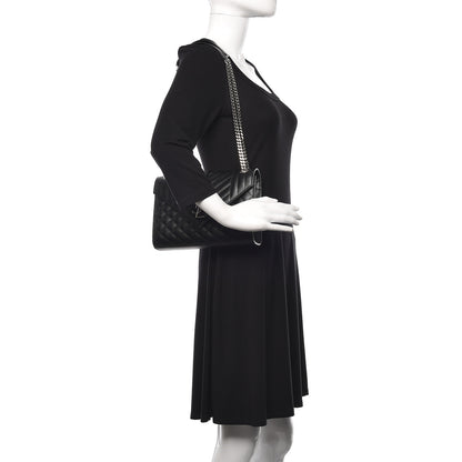 Saint Laurent Grain De Poudre Textured Mixed Matelasse Triquilt Medium Monogram Satchel Black 2 of 11