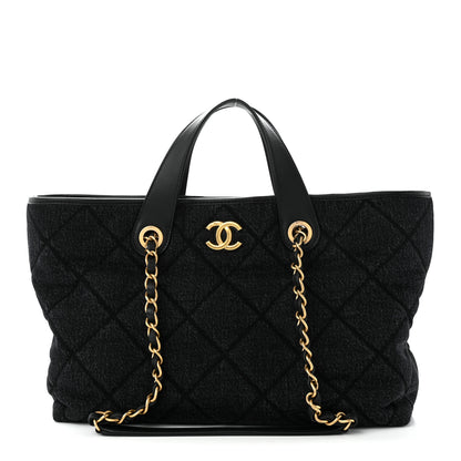 Chanel Denim Calfskin Quilted Small Deauville tote  Black 1 of 11