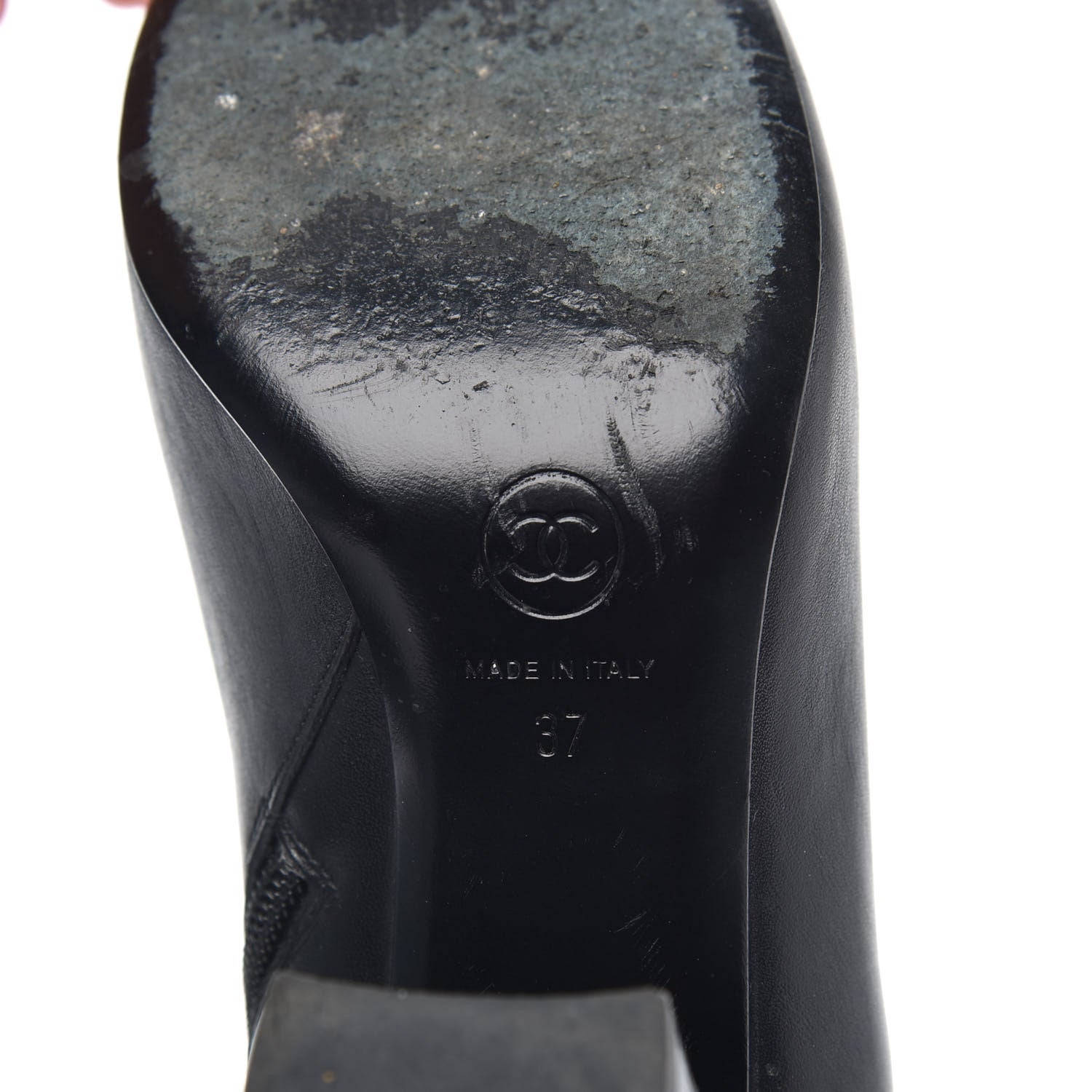 Chanel Tumbled Calfskin Cap Toe CC Short Boots 37 Black 6 of 11