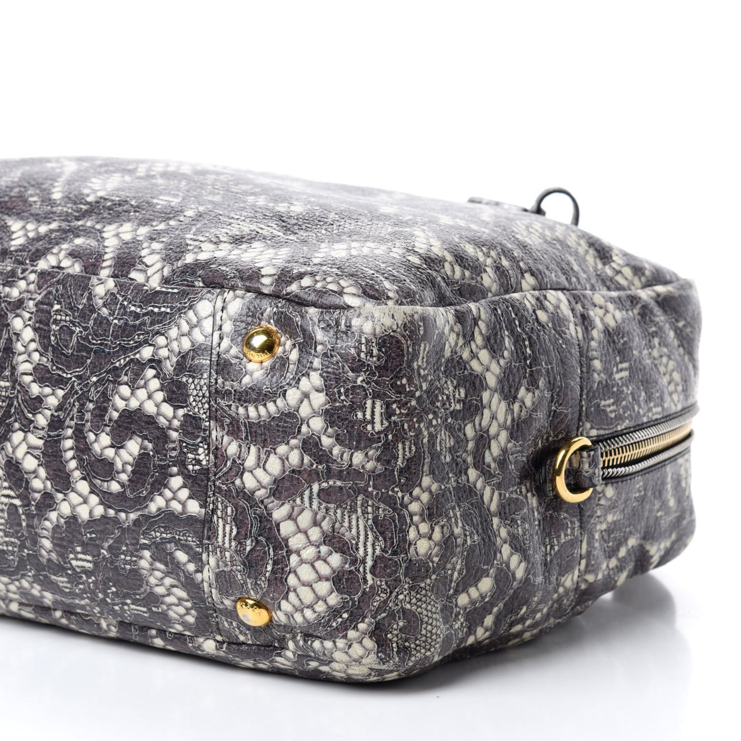 Cervo Lux Print Lace Bauletto Bag Talco