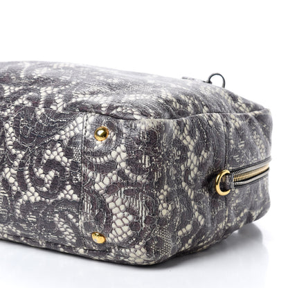 Prada Cervo Lux Print Lace Bauletto Bag Talco 7 of 13