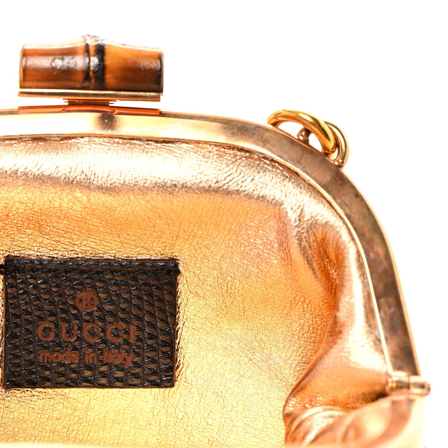 Gucci Lizard Bamboo Jeweled Clutch Black 5 of 8