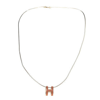 Hermes Lacquered Gold Pop H Pendant Necklace Orange 3 of 5