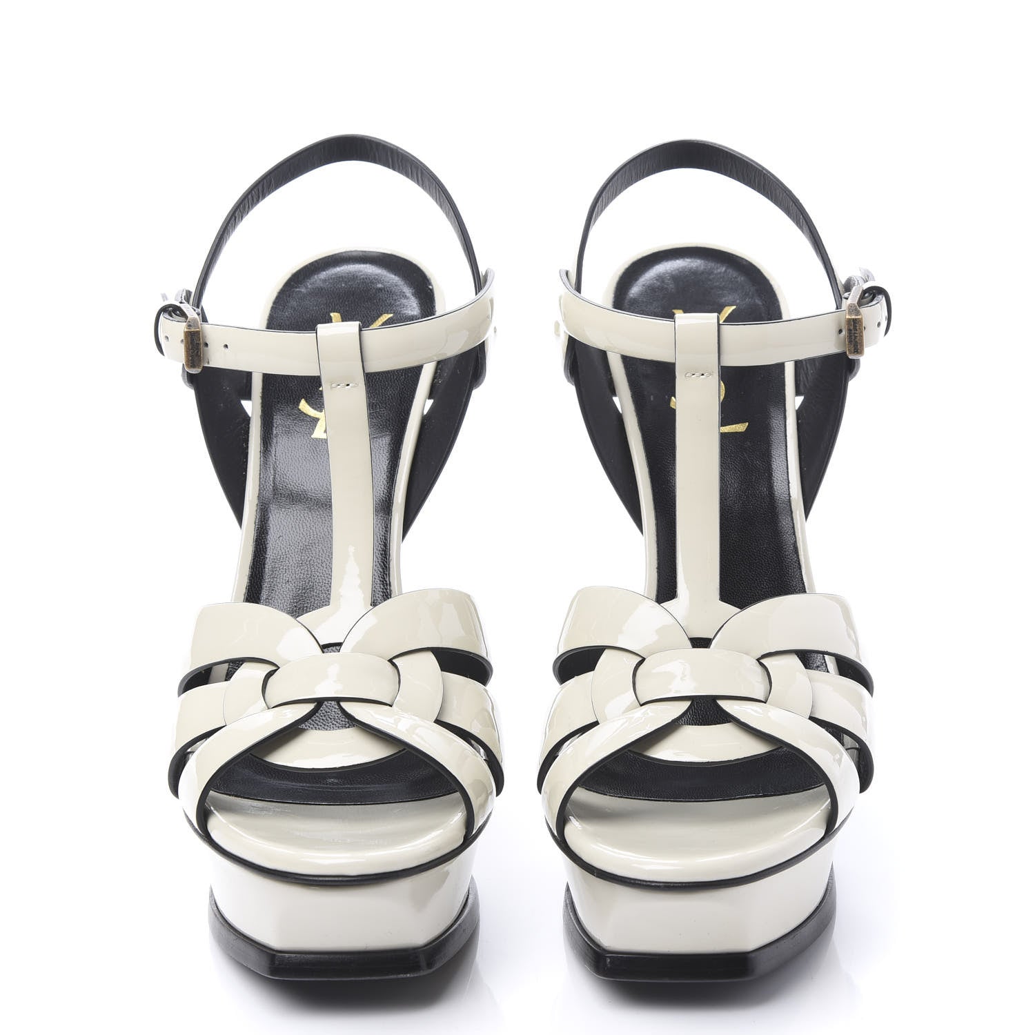 Saint Laurent Patent Tribute 105 Platform Sandals 38.5 Ivory 3 of 9