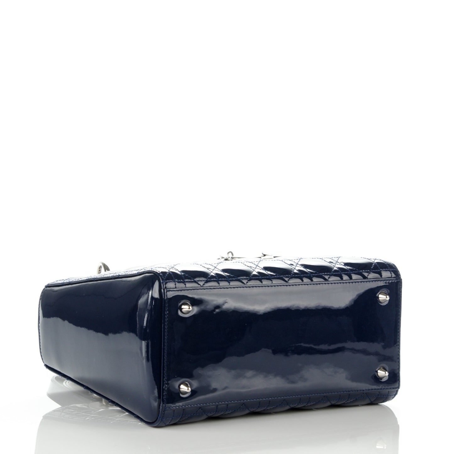 Patent Cannage Medium Lady Dior Navy Blue