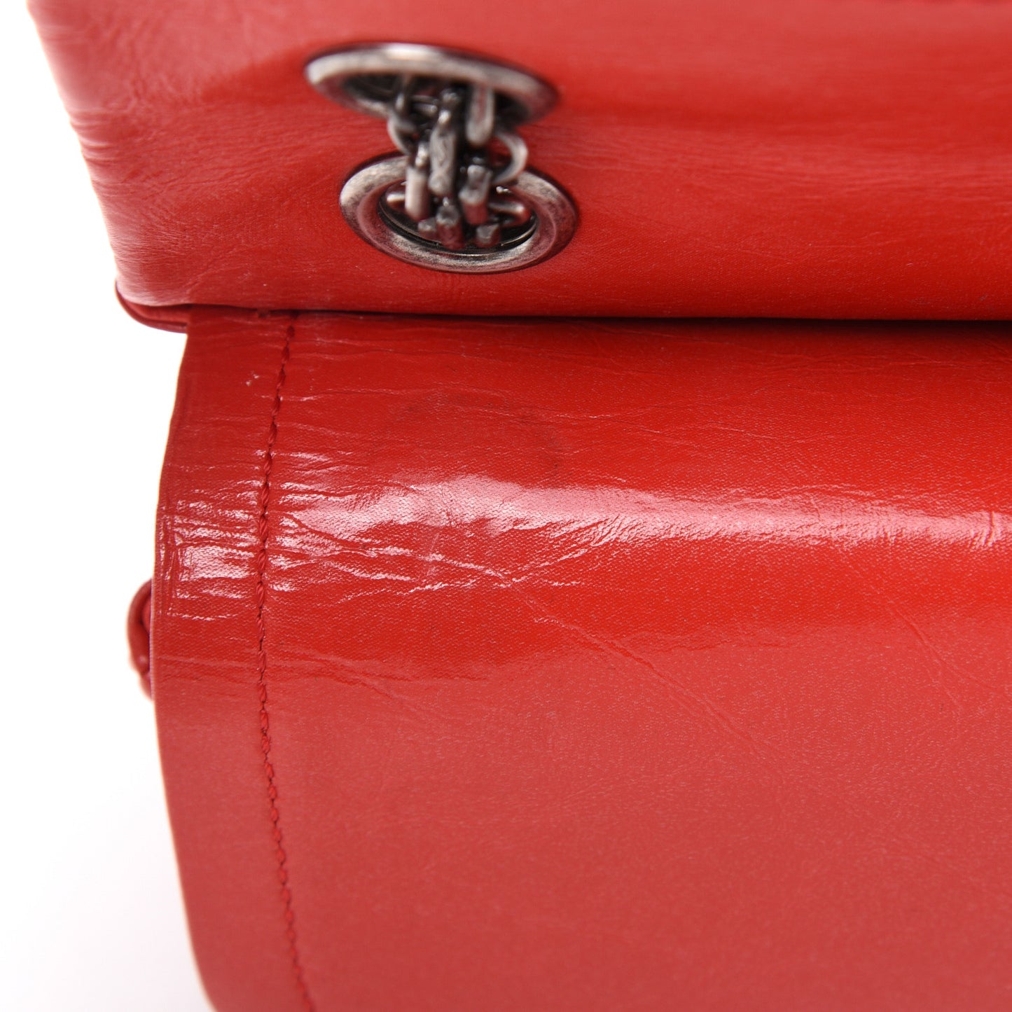 Patent Distressed Calfskin Quilted 2.55 Reissue 225 Flap Red