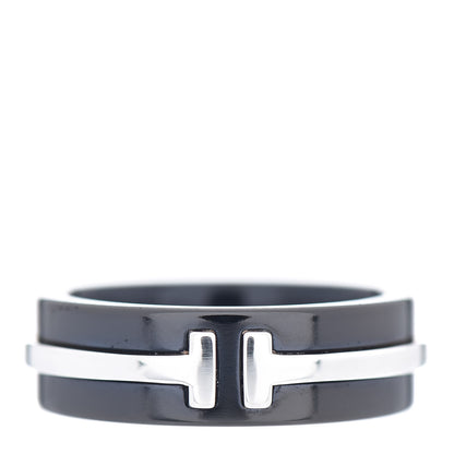 Tiffany Sterling Silver Titanium Tiffany T Wide Band Ring 47 4 1 of 4