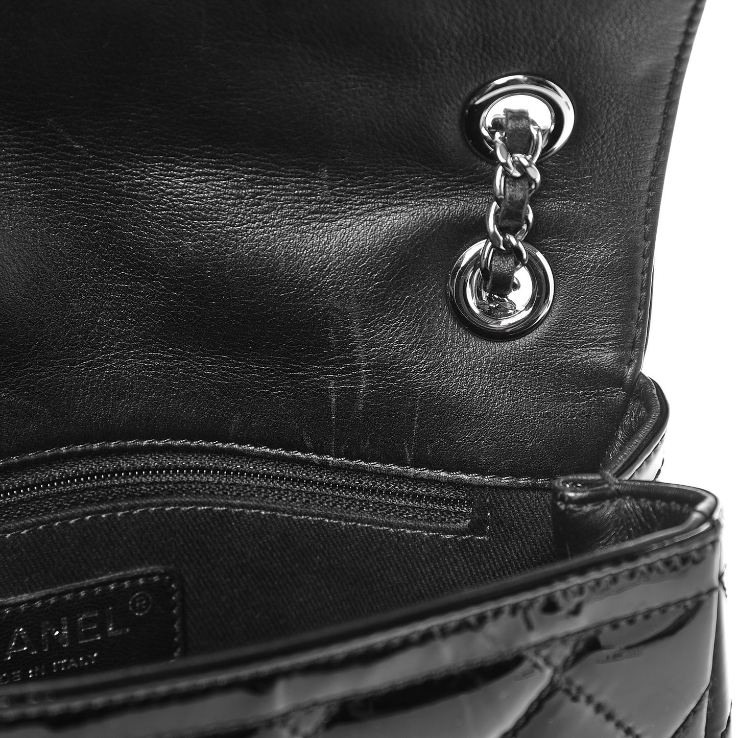 Patent Quilted Small Coco Shine Flap Black