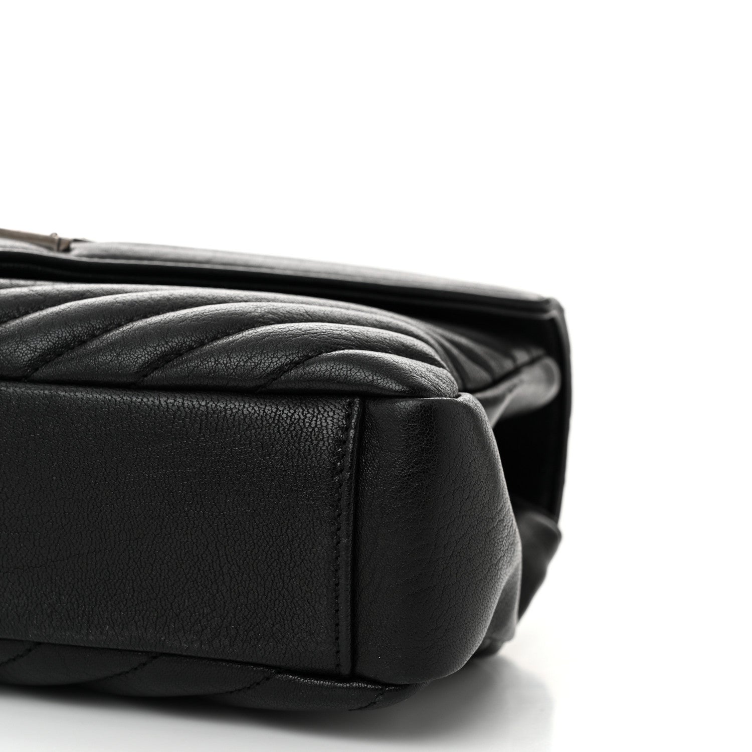 Saint Laurent Sheepskin Matelasse Chevron Monogram Medium College Bag Black 10 of 10