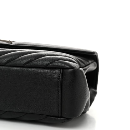 Saint Laurent Sheepskin Matelasse Chevron Monogram Medium College Bag Black 10 of 10