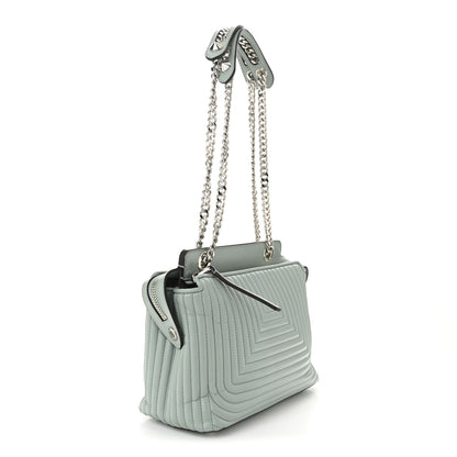 Fendi Shiny Nappa Trapuntata Small DotCom Click Top Handle Chain Satchel Light Blue 4 of 11