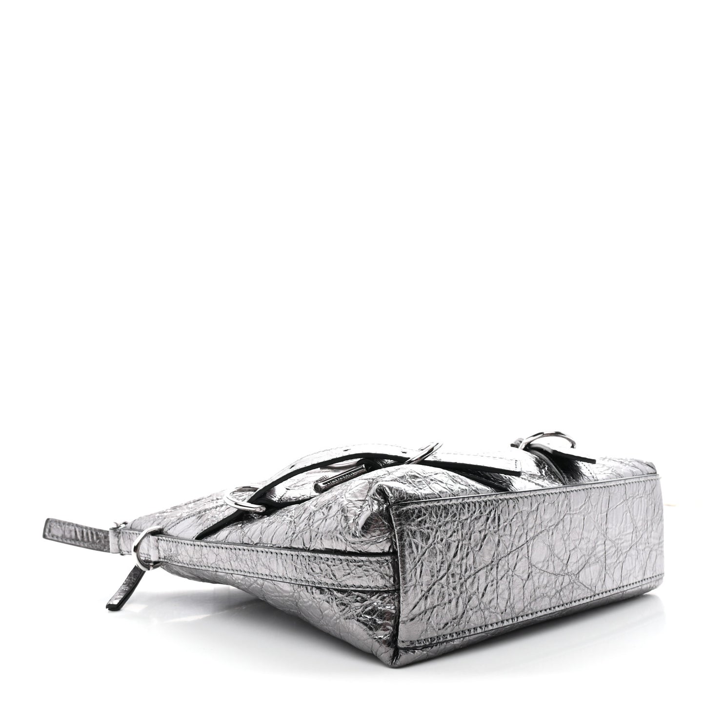 Metallic Calfskin Small Voyou Bag Silver