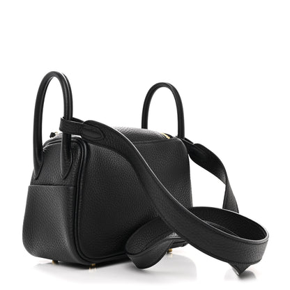 Hermes Taurillon Clemence Mini Lindy 20 Black 4 of 12