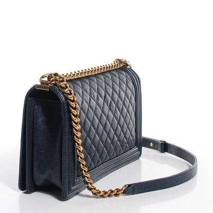 Chanel Pearly Caviar Quilted New Medium Boy Flap Navy 2 of 12