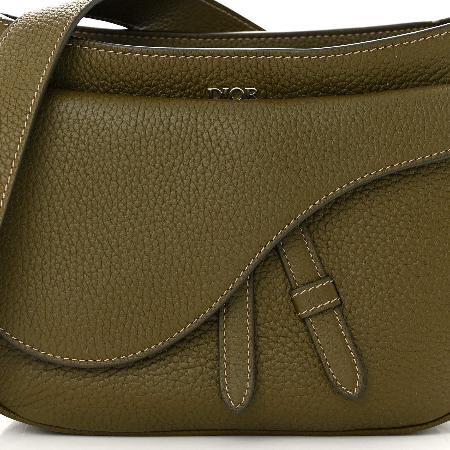 Christian Dior Grained Calfskin Mini Soft Saddle Bag Olive 8 of 11