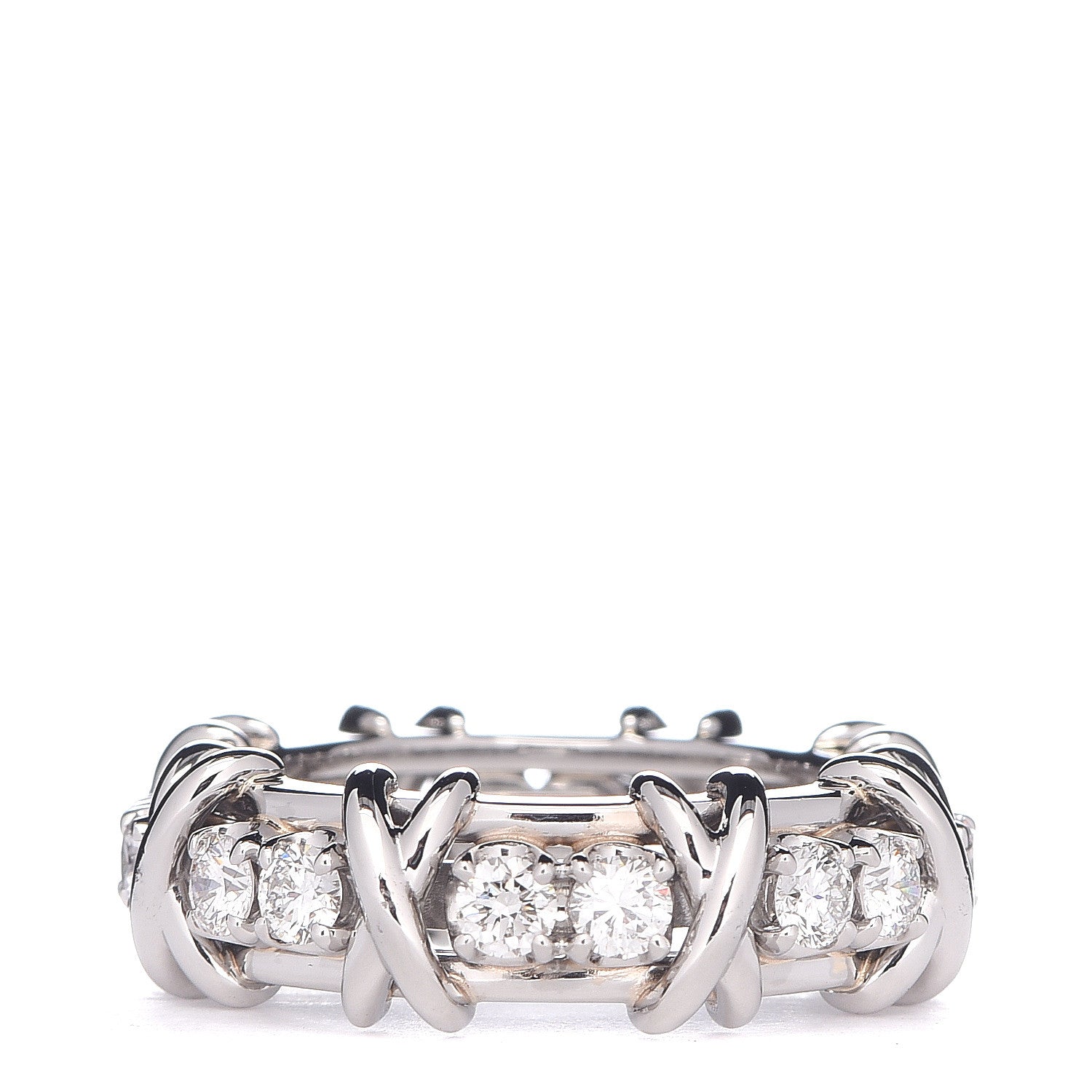 Tiffany Platinum Diamond Schlumberger Sixteen Stone Ring 45 3.5 1 of 8