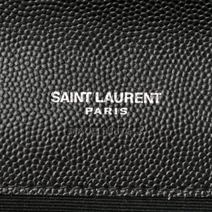 Saint Laurent Grain De Poudre Matelasse Chevron Monogram Envelope Clutch Black 6 of 13