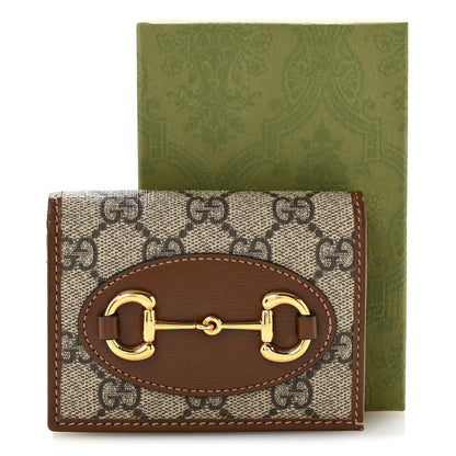 Gucci GG Supreme Monogram Horsebit 1955 Card Case Wallet Beige Ebony Brown Sugar 11 of 11