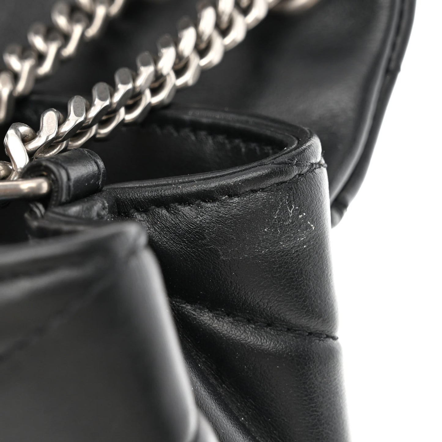 Calfskin Y Quilted Monogram Small Loulou Chain Satchel Black
