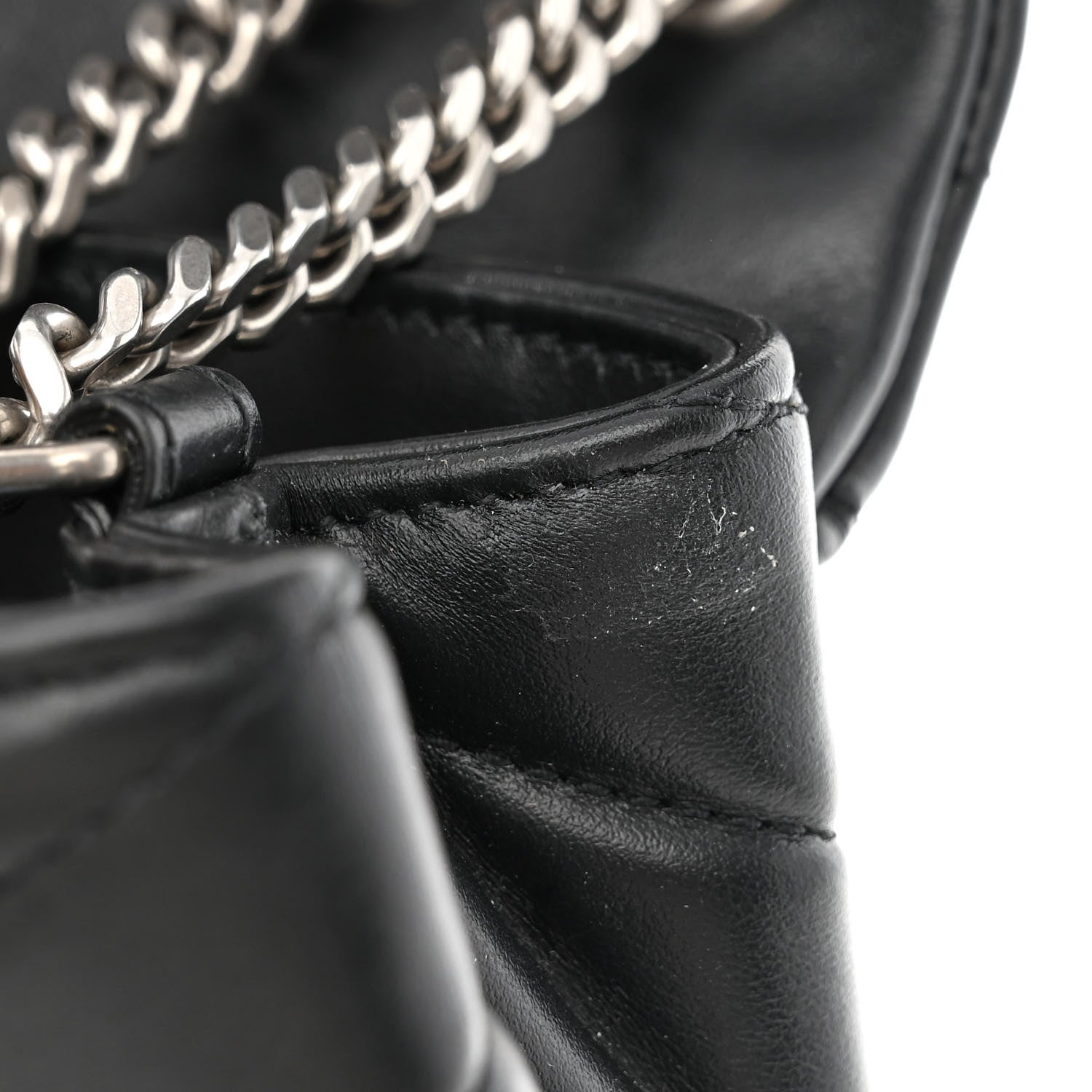 Saint Laurent Calfskin Y Quilted Monogram Small Loulou Chain Satchel Black 11 of 12