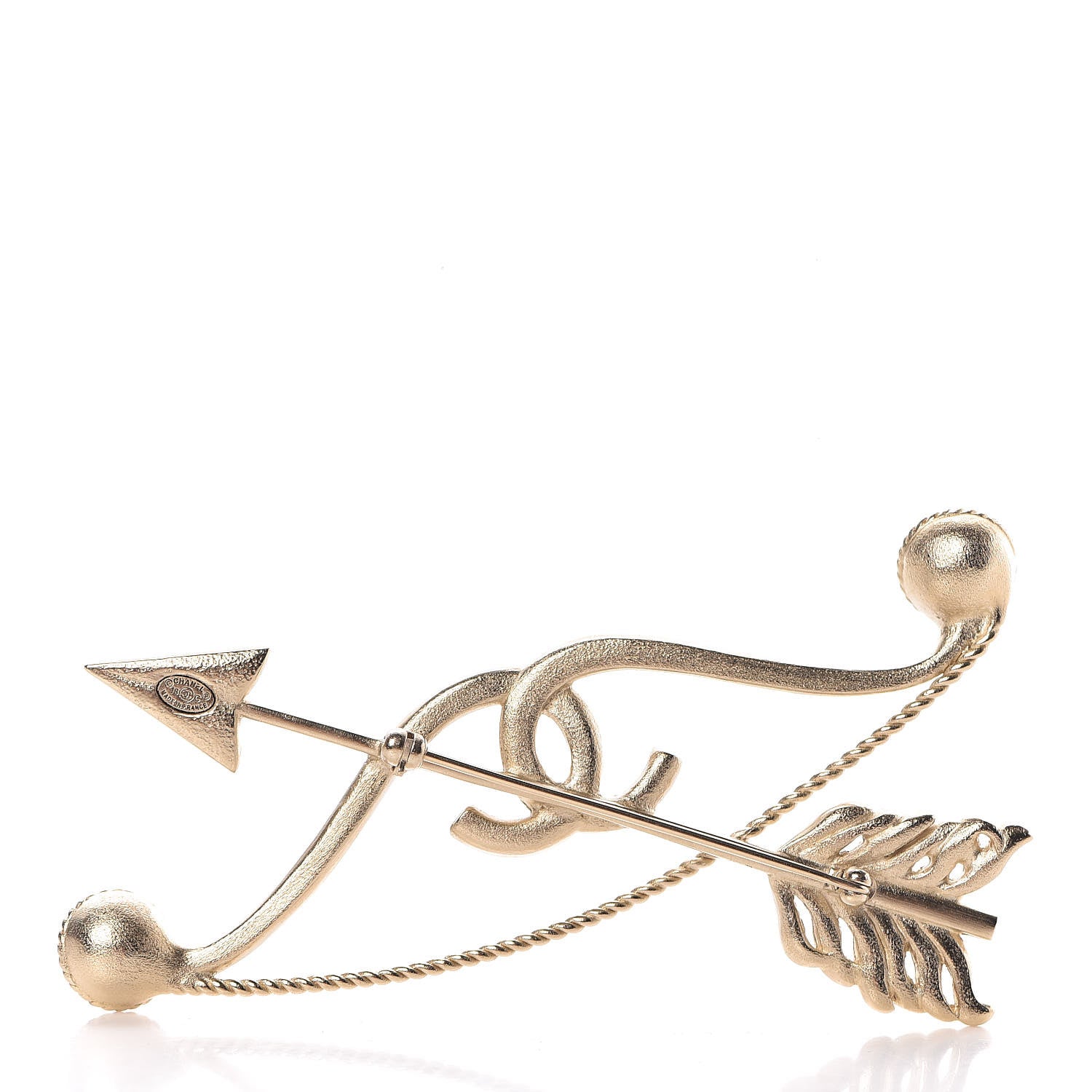 Chanel Crystal Pearl CC Arrow Brooch Gold 3 of 5
