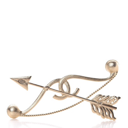 Chanel Crystal Pearl CC Arrow Brooch Gold 3 of 5