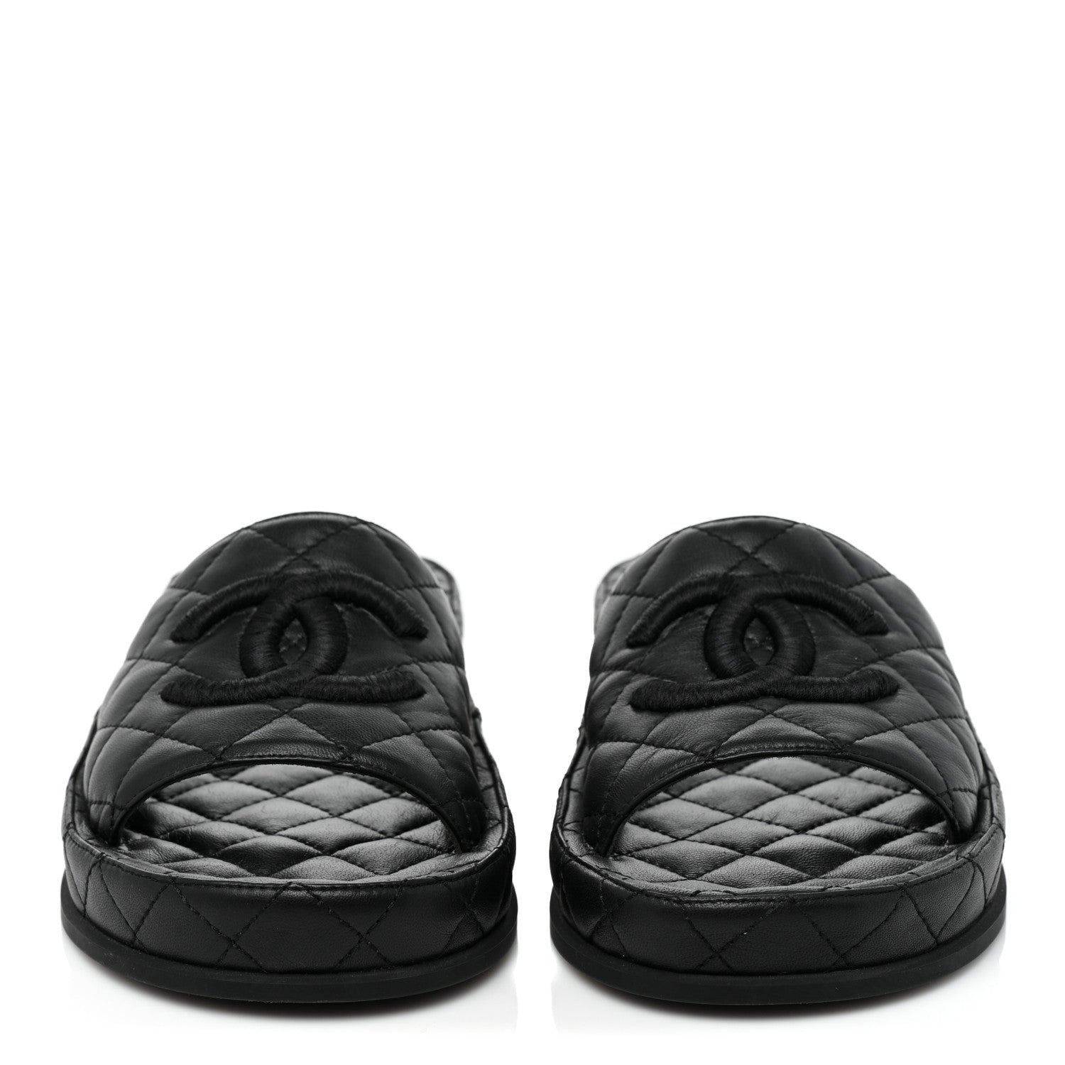 Chanel Lambskin Quilted CC Mules Sandals 39 Black 2 of 8