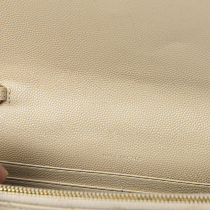 Saint Laurent Grain De Poudre Matelasse Chevron Monogram Envelope Chain Wallet Nude Powder 17 of 18