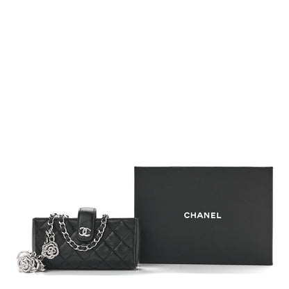 Chanel Lambskin Quilted Crystal Valentine Charms Mini Phone Holder Crossbody Bag Black 13 of 13
