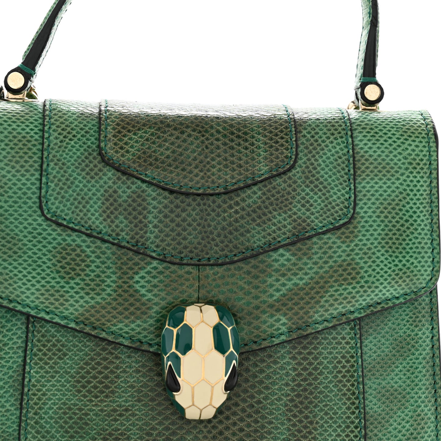 Shiny Karung Serpenti Forever Top Handle Green